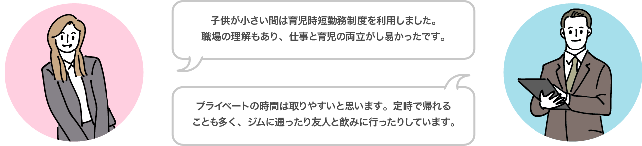 女性社員のライフワークバランスを支援する主な制度